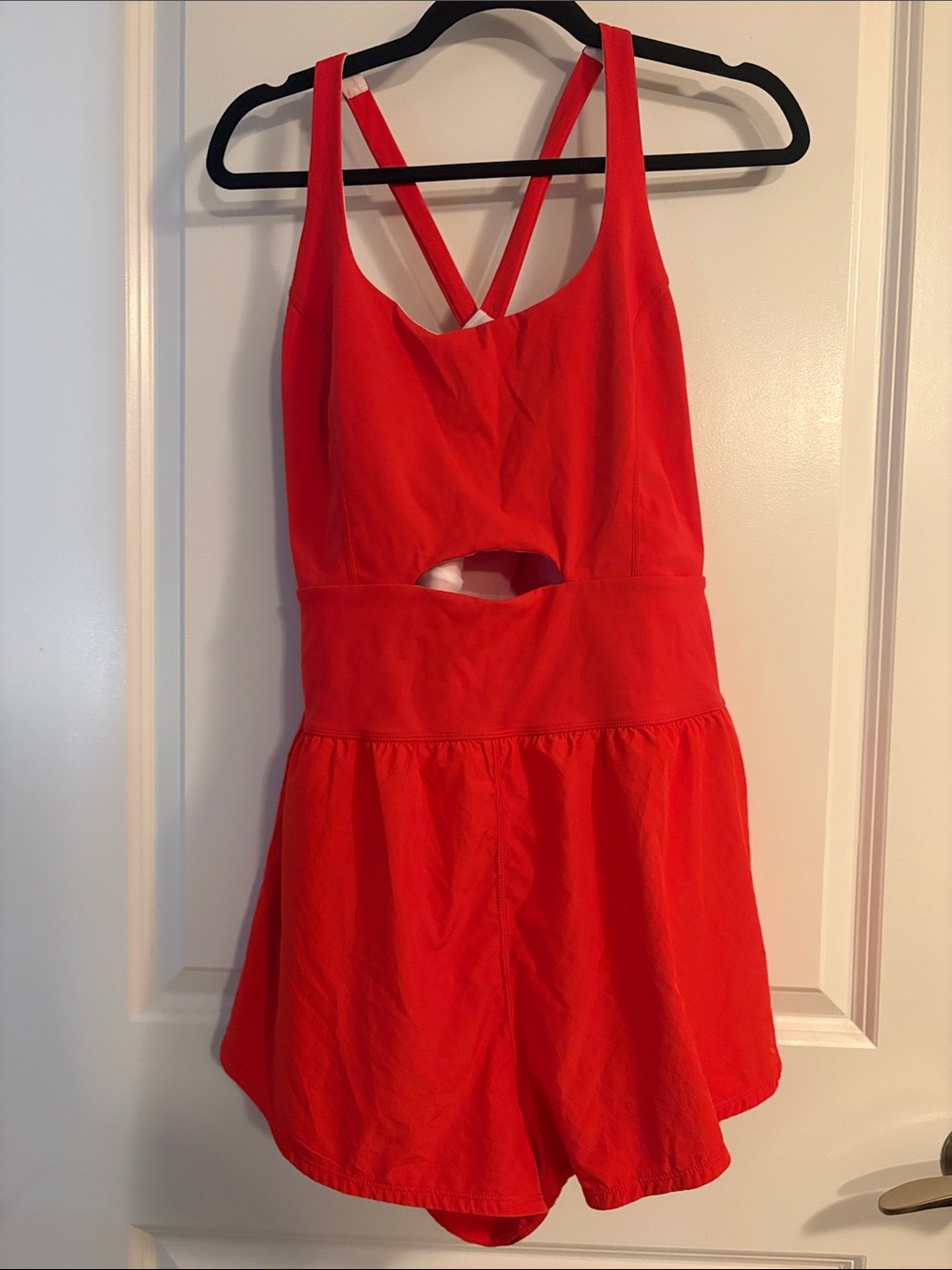 FP Movement by Free People Runsie Bright Red Cutout Crossback Romper